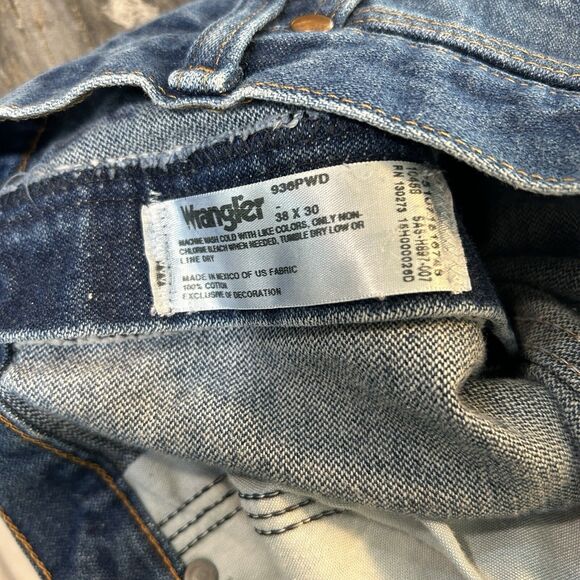 Wrangler Mens Jeans 36x24 Denim Blue 100% Cotton Workwear Farm Trucker 936PWD - Picture 9 of 10